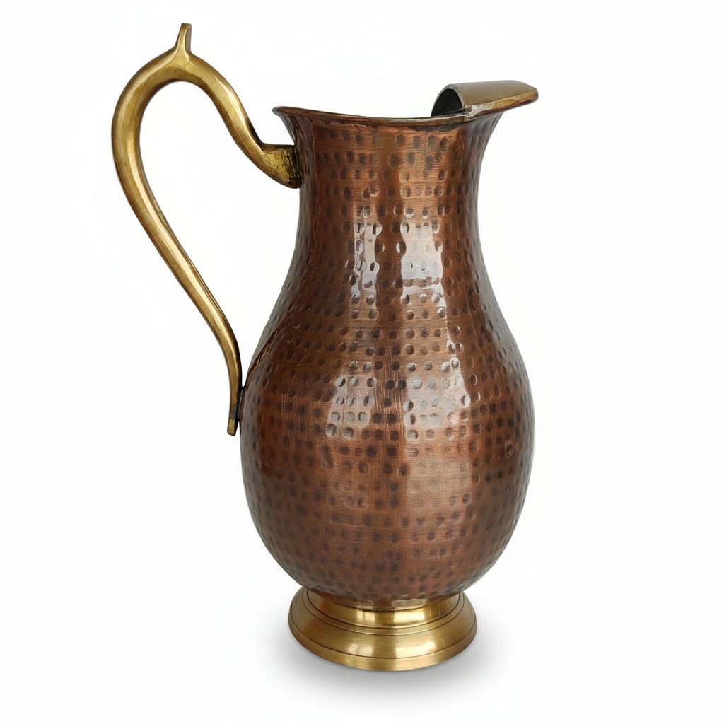 Pure copper tin hammered mughlai style jug dark hammered, 1750 ML